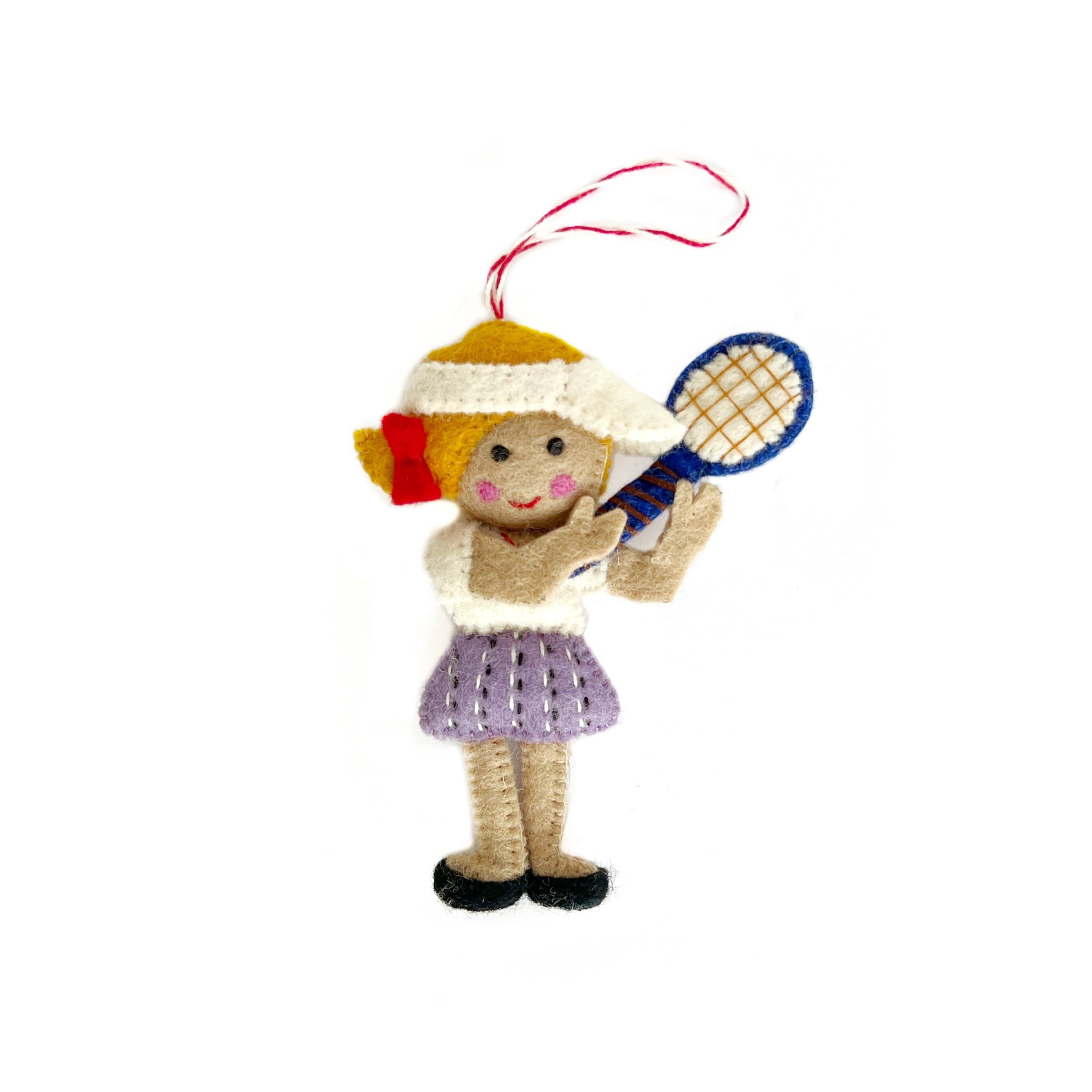 Tennis Player Felt Wool Ornament
