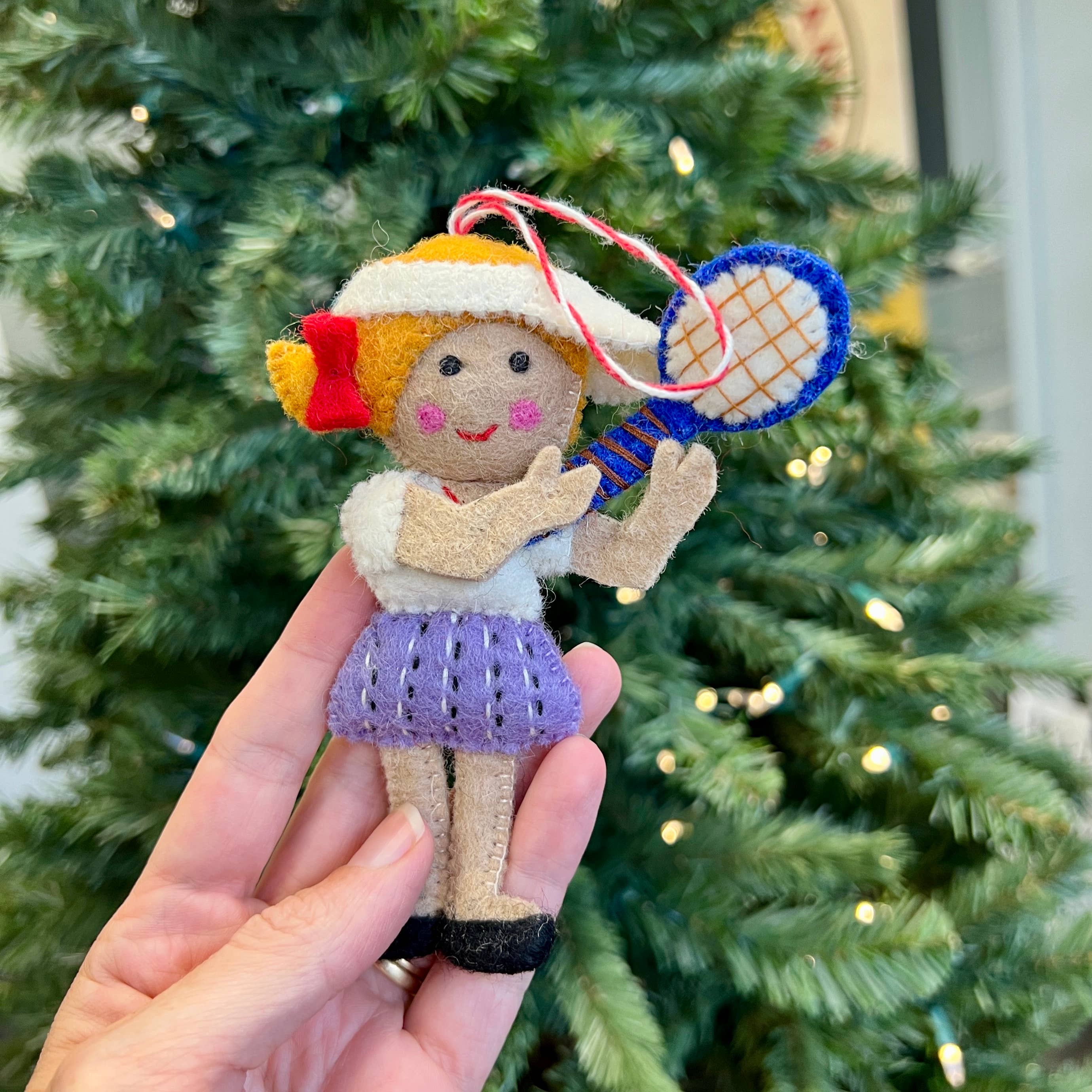 Tennis Player Felt Wool Ornament
