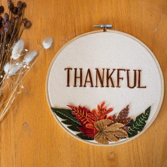 “Thankful” Embroidered Hoop