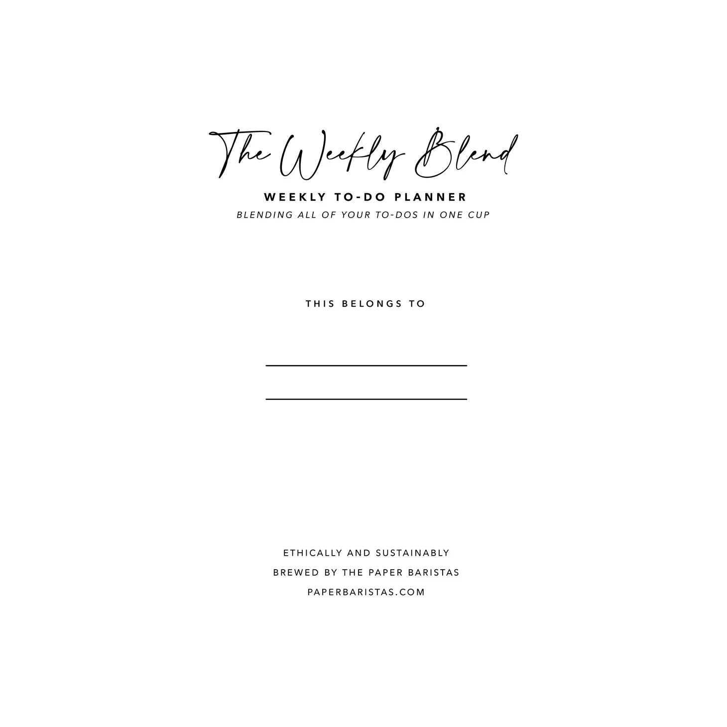 "The Weekly Blend" Undated Green Weekly Planner