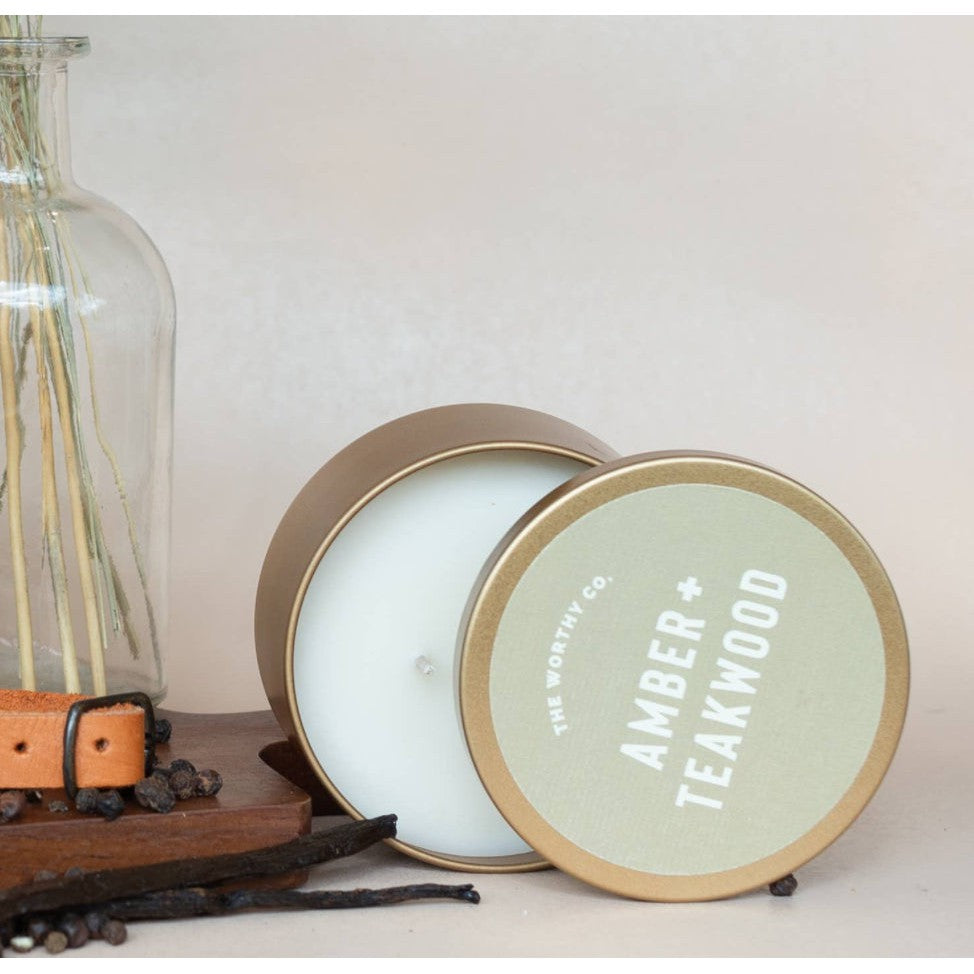 The Worthy Co: Travel Tin Candle- Assorted Scents