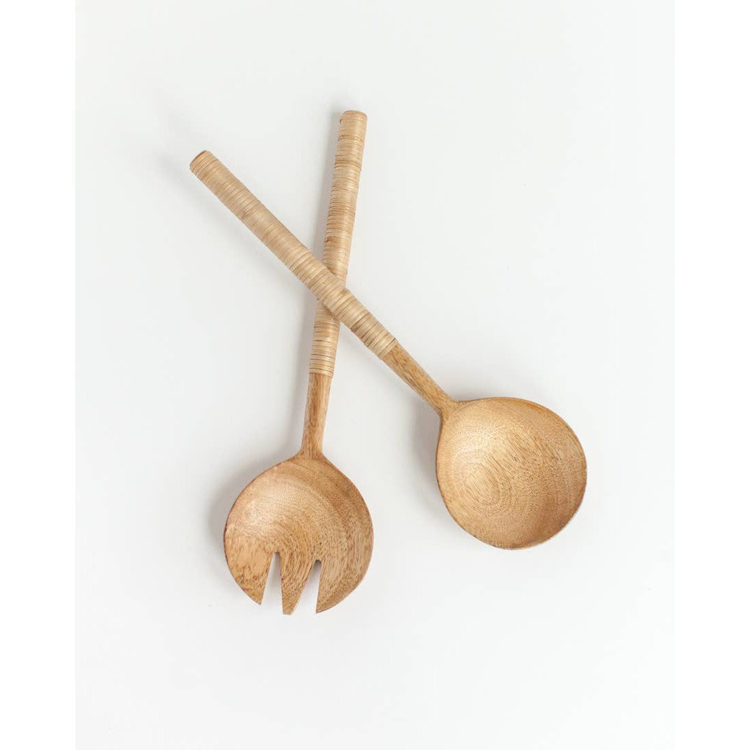 Thin Woven Mango Wood Salad Servers