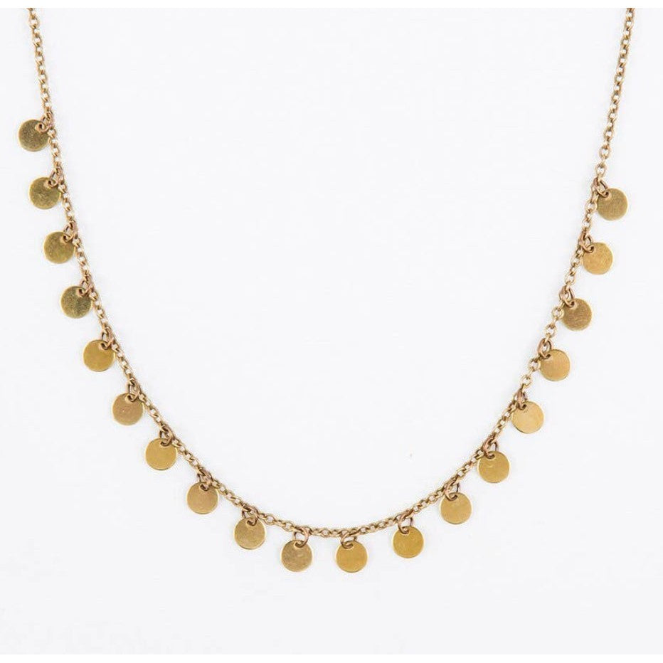 Tiny Disc Dangle Necklace- Assorted Colors