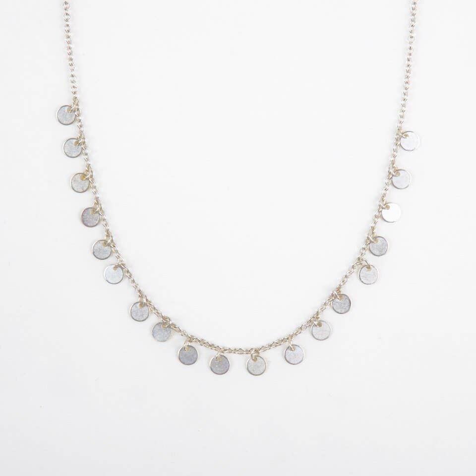 Tiny Disc Dangle Necklace- Assorted Colors