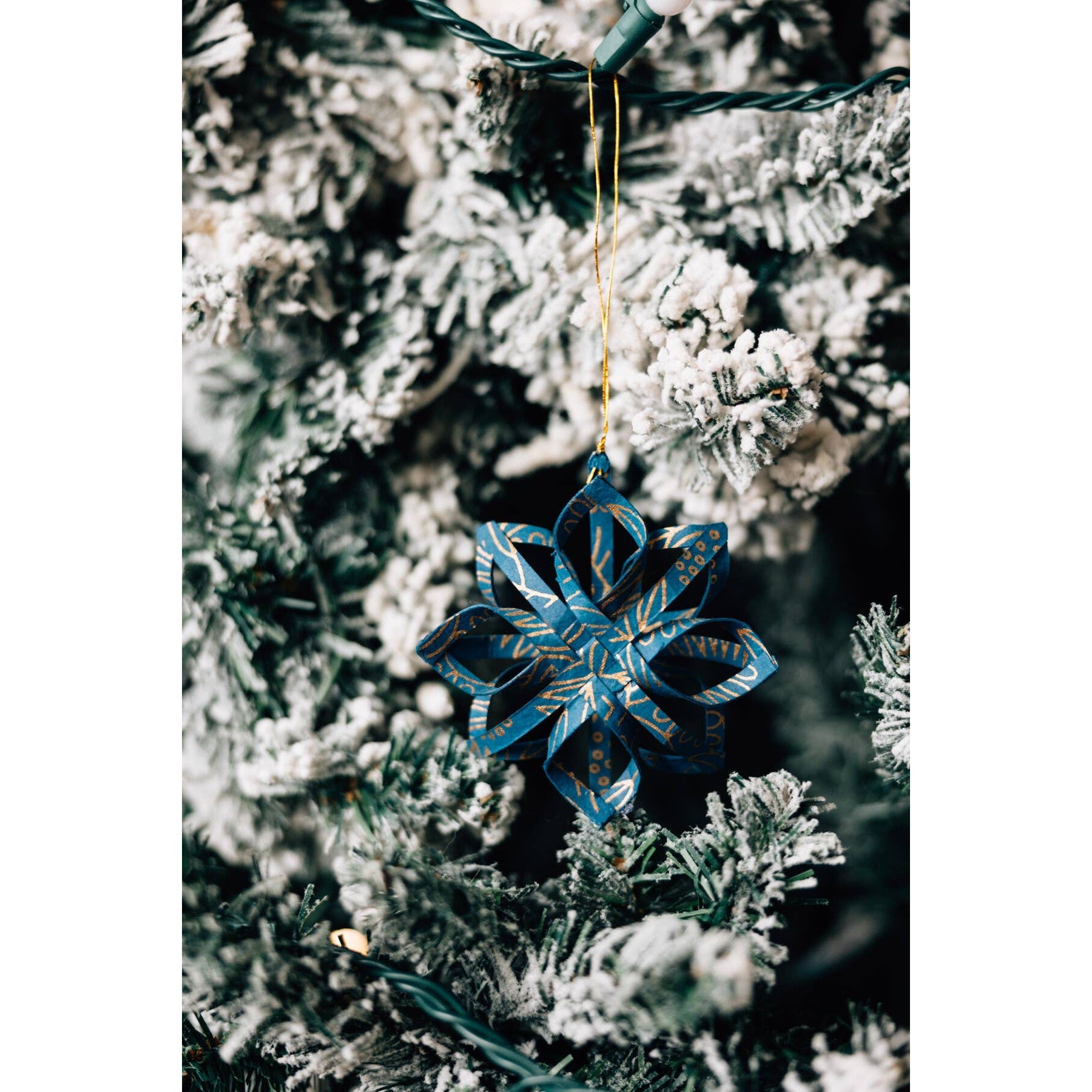 Touch of Gold Star Ornament Blue