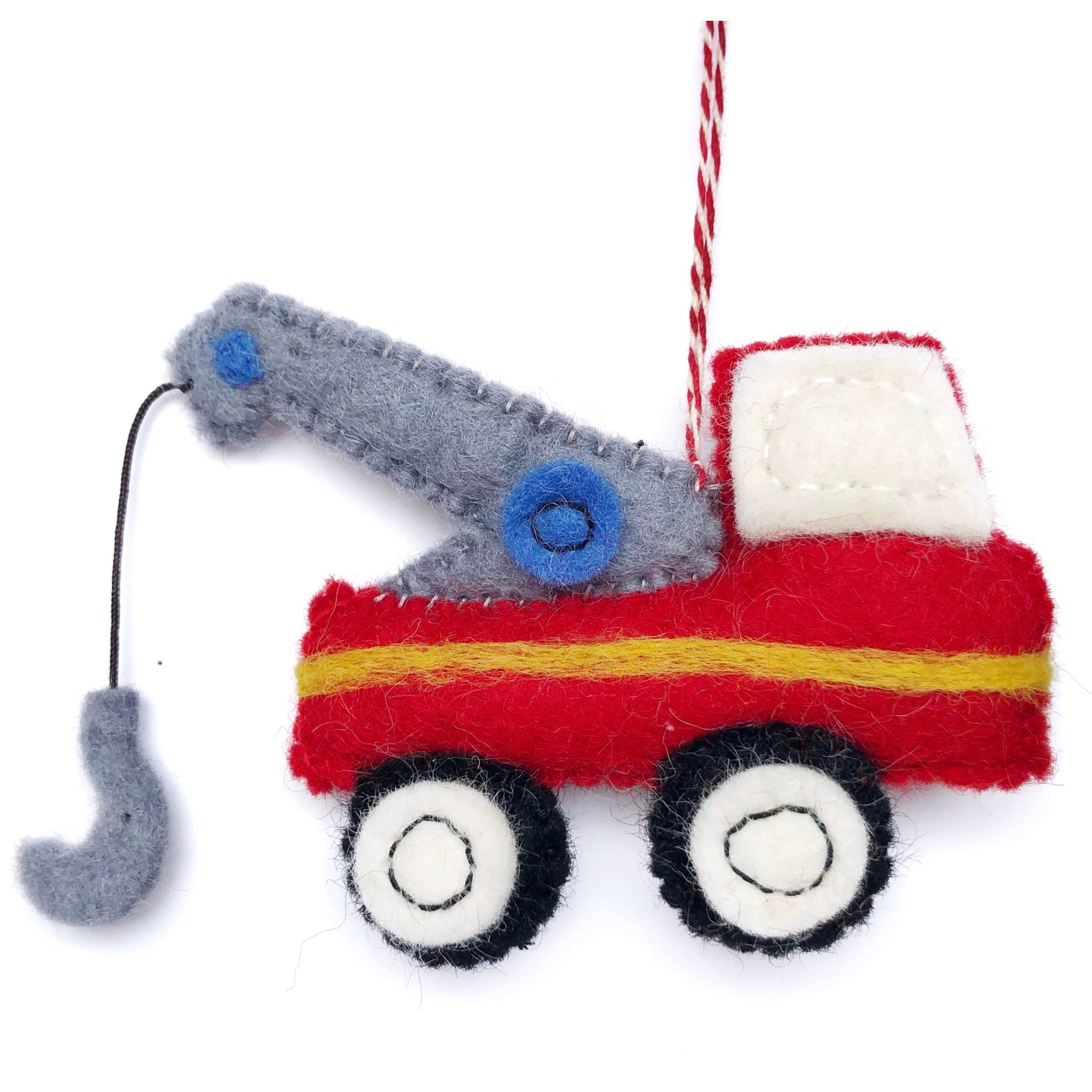 Tow Truck Felted Wool Christmas Ornament