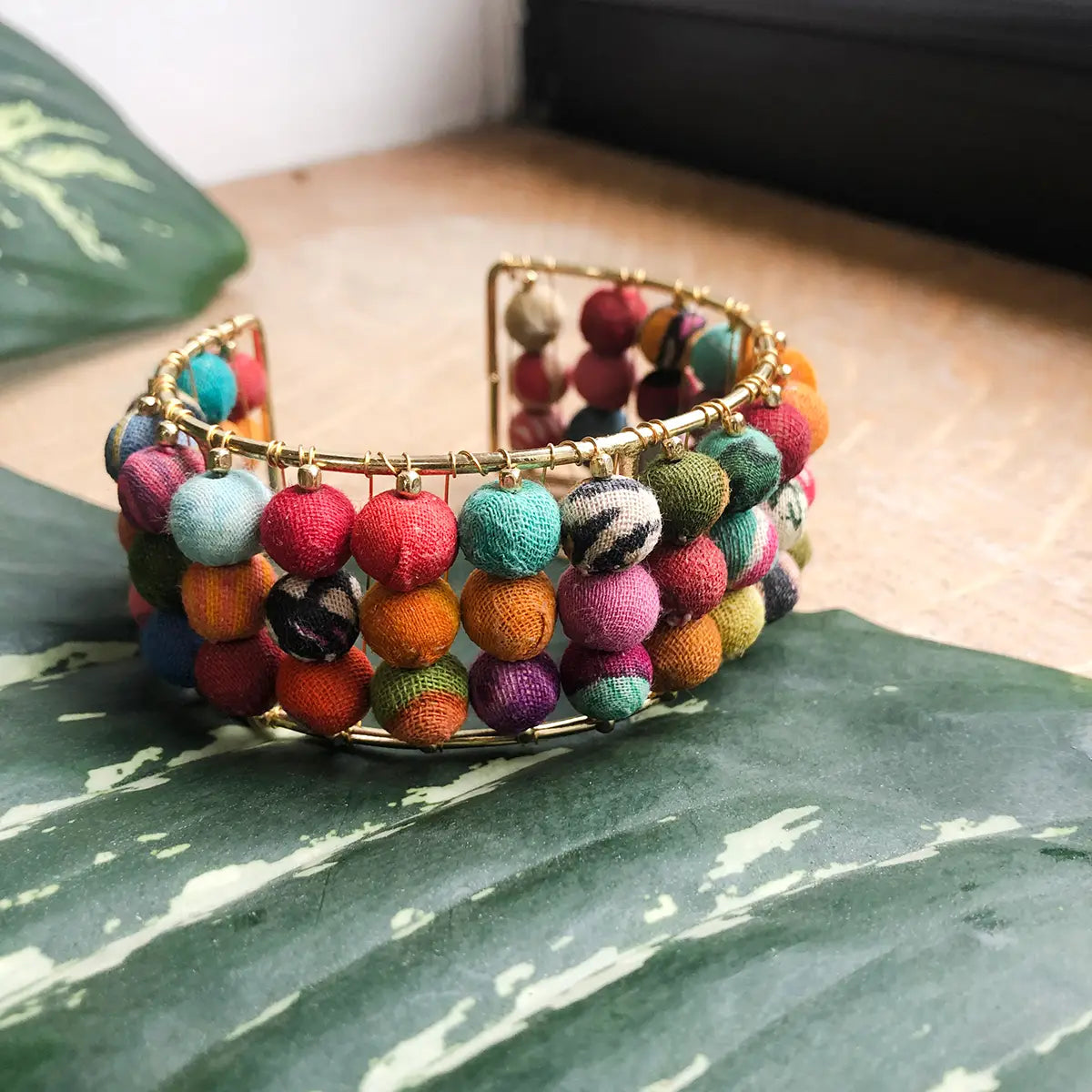 Triple Stacked Kantha Cuff