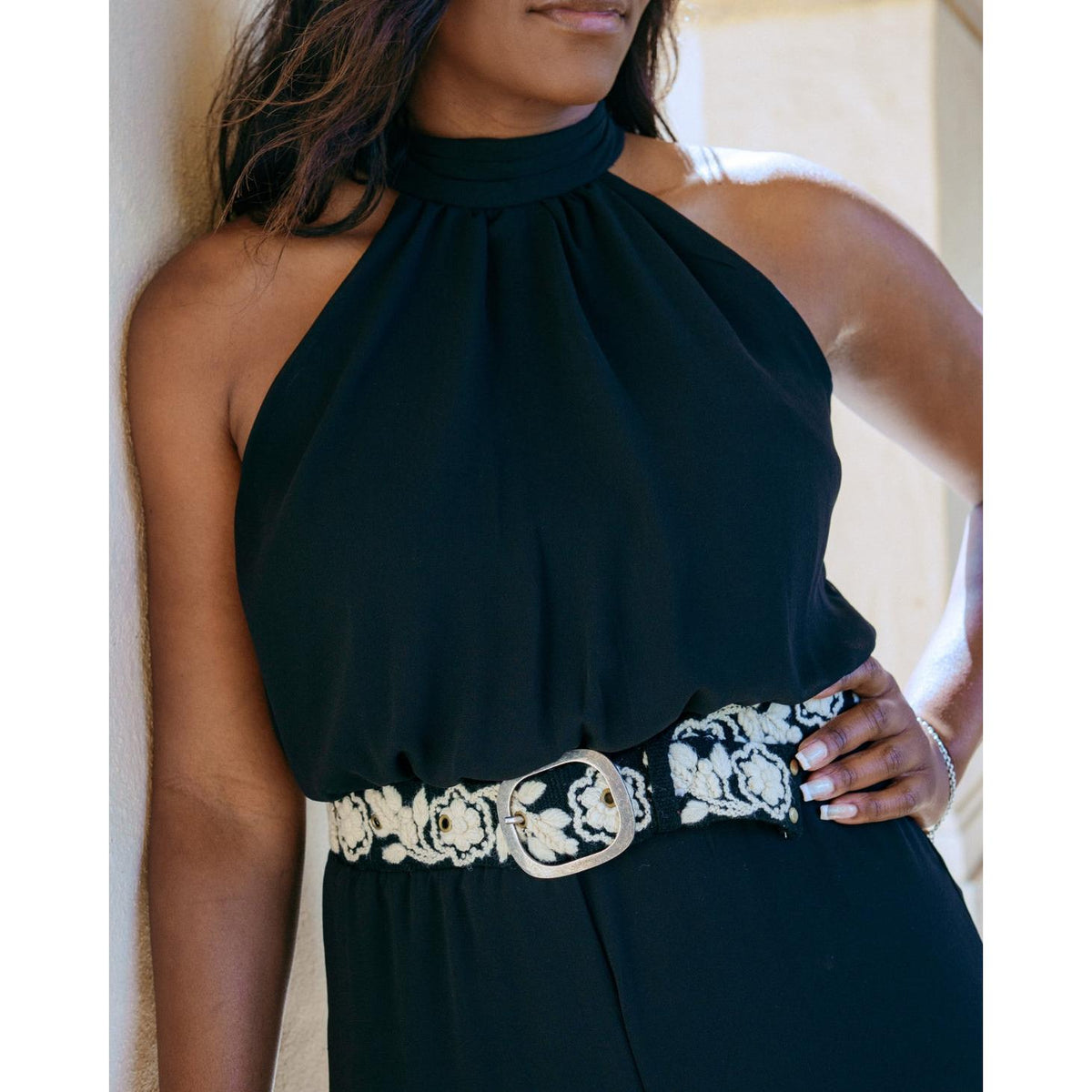 Two-Tone Wool Belt- Black/Cream- Assorted Sizes