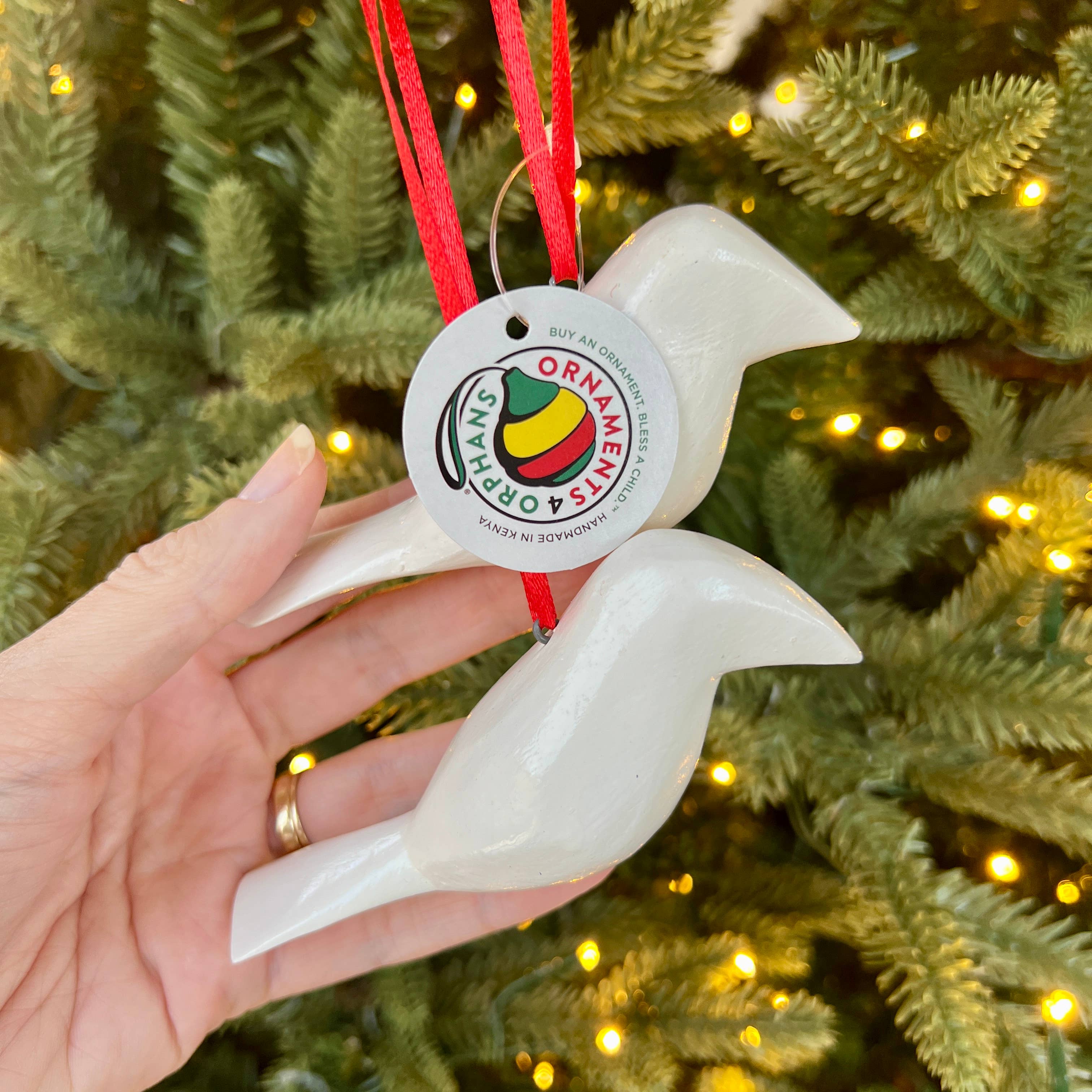 Two Turtledoves Wood Ornament