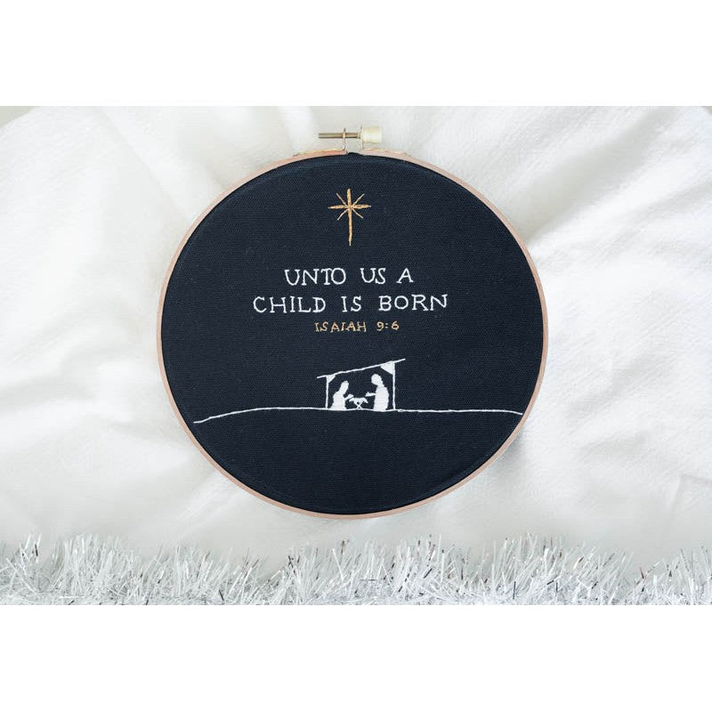 “Unto Us” Large Embroidered Hoop