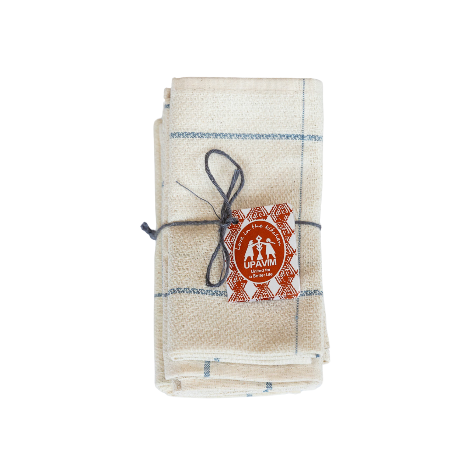 Upcycled Denim Stripe Tea Napkins - Set of 4