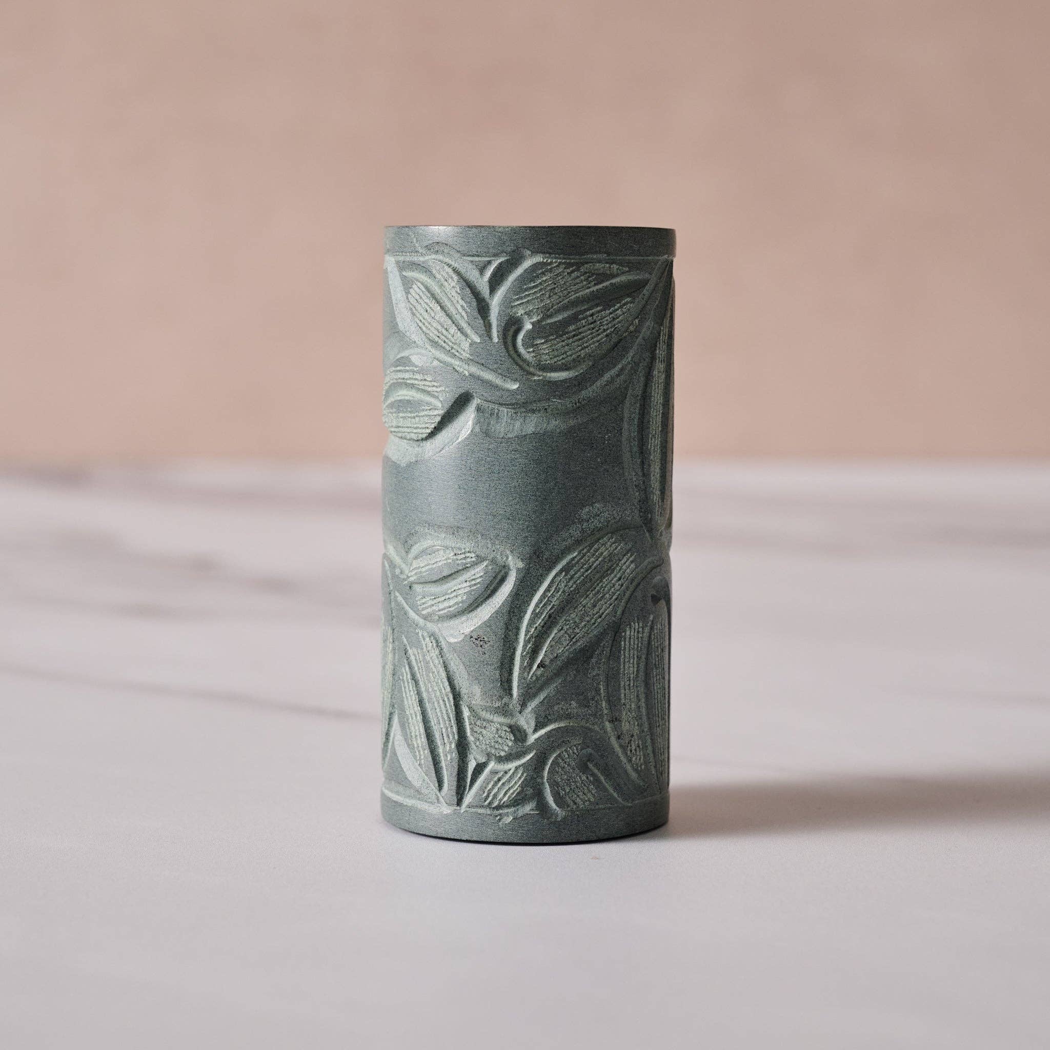 Valli Carved Palewa Stone Salt + Pepper Shakers