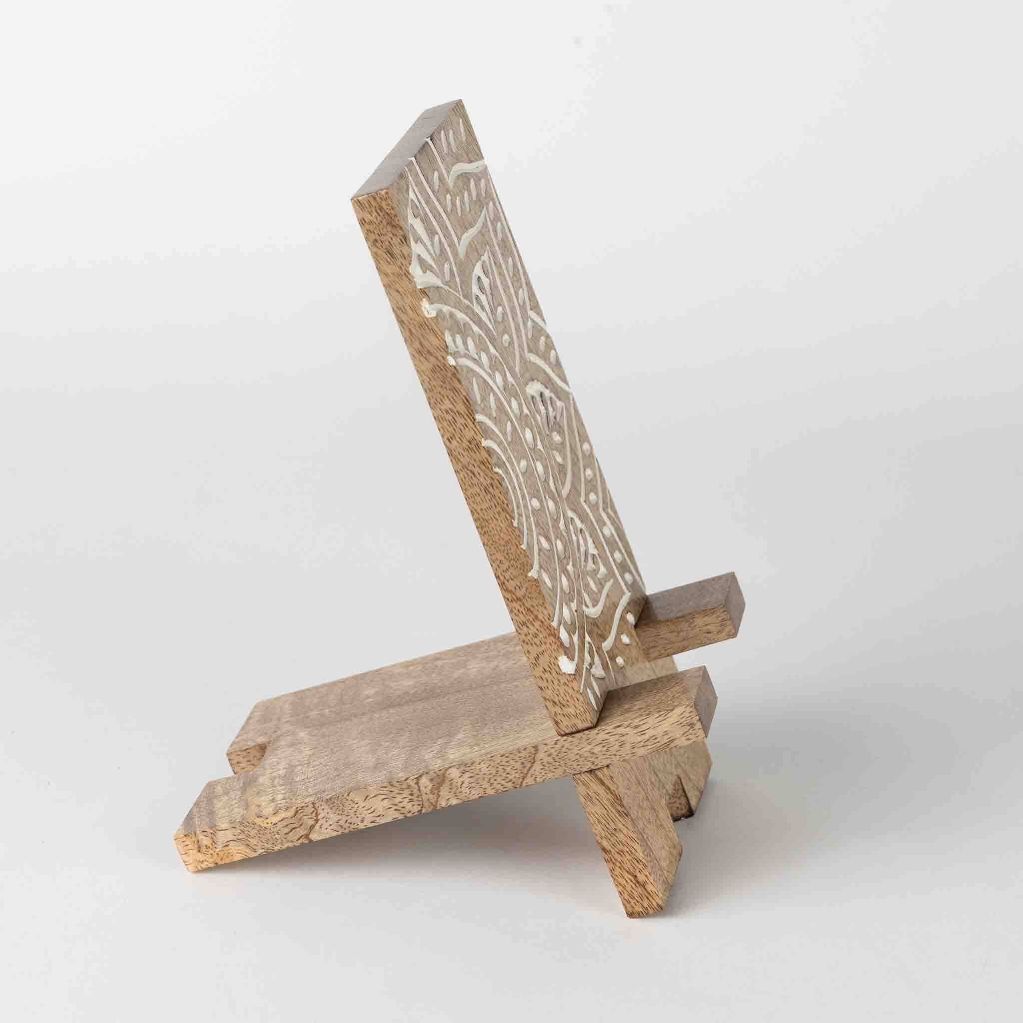 Vasai Mango Wood Phone Stand - Mandala