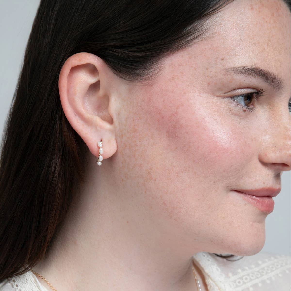 Victoria Rice Pearl Hoop Earrings