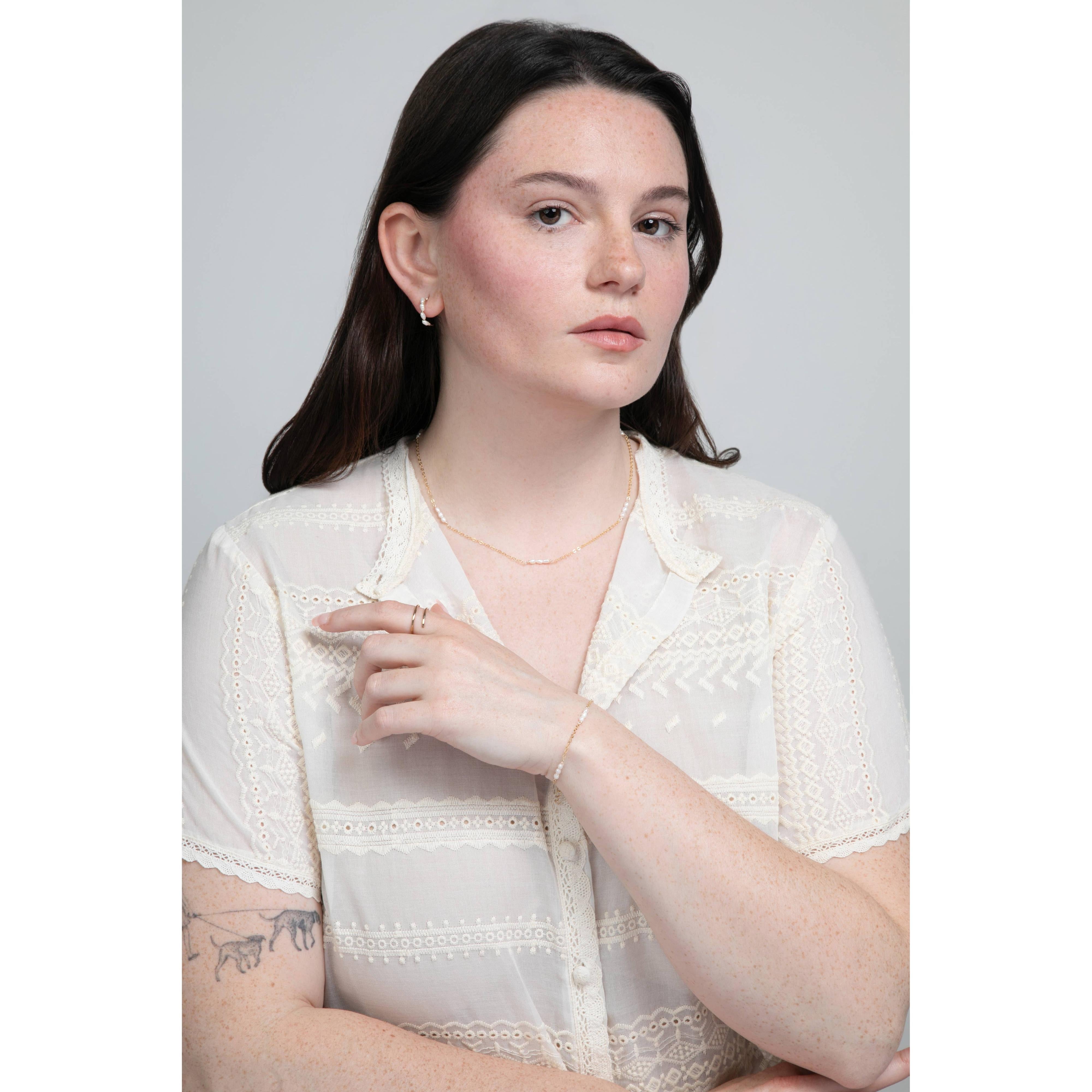 Victoria Rice Pearl Hoop Earrings