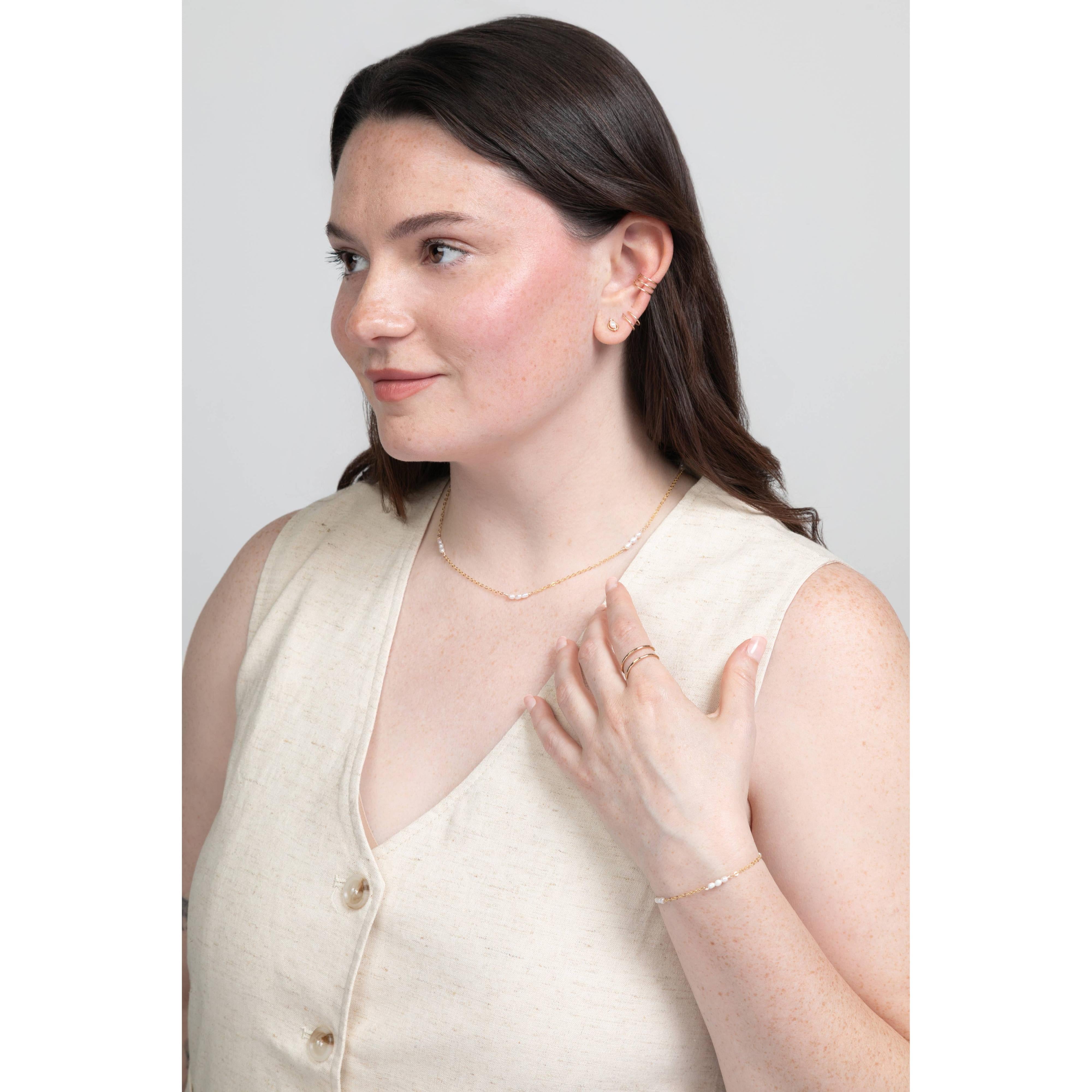 Victoria Rice Pearl Tiny Stud Earrings