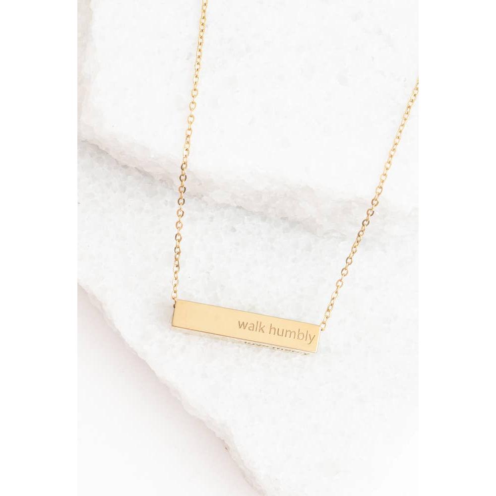 Walk Humbly Bar Necklace