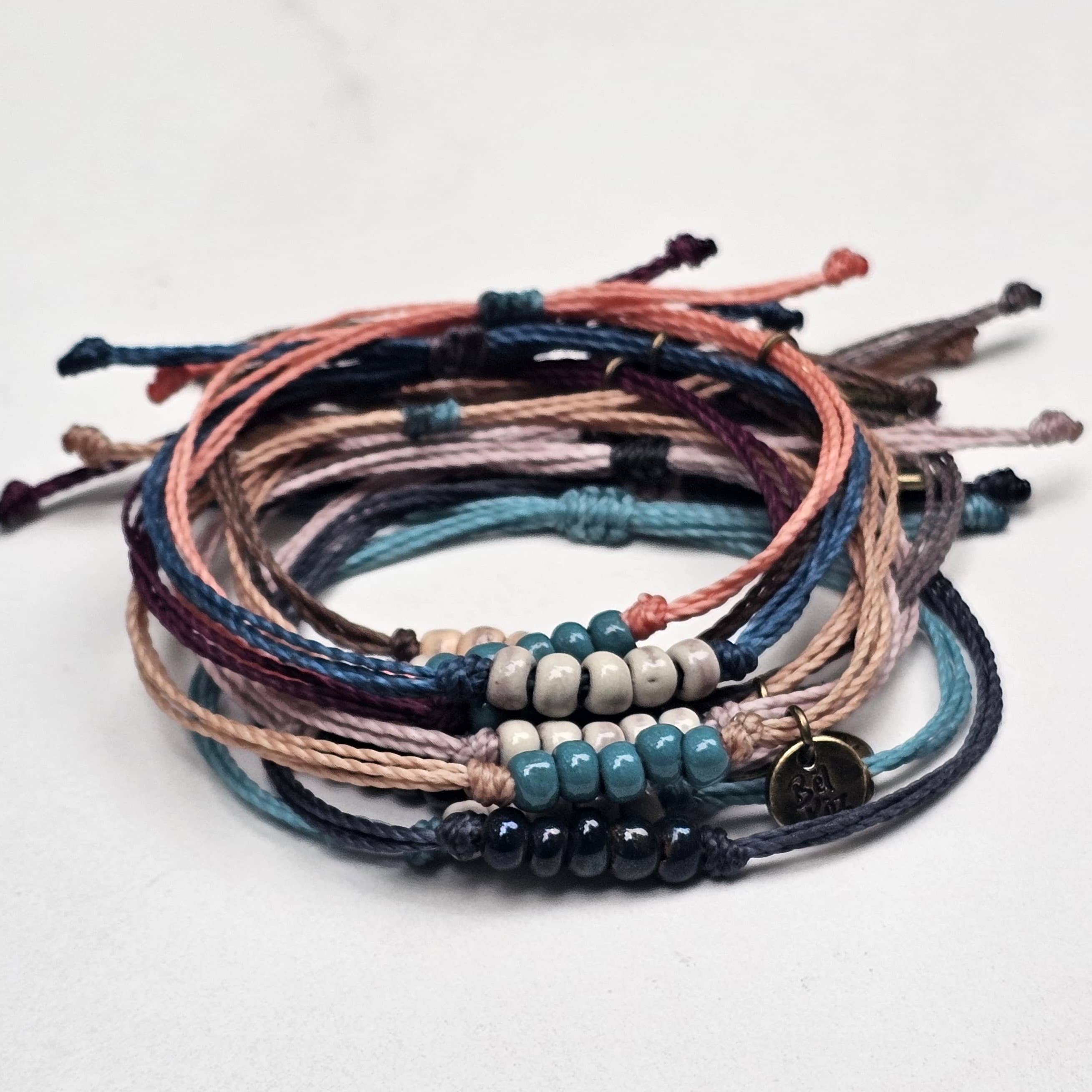 Waxed Cord Adjustable Bracelet- Assorted Colors- Sold Individually