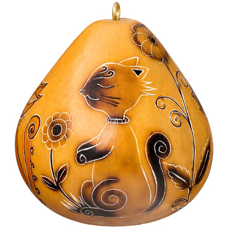 Whimsy Cat - Gourd Ornament