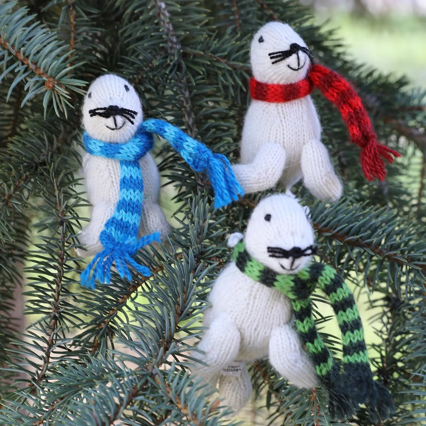 White Seal Knit Ornament- Sold Individually