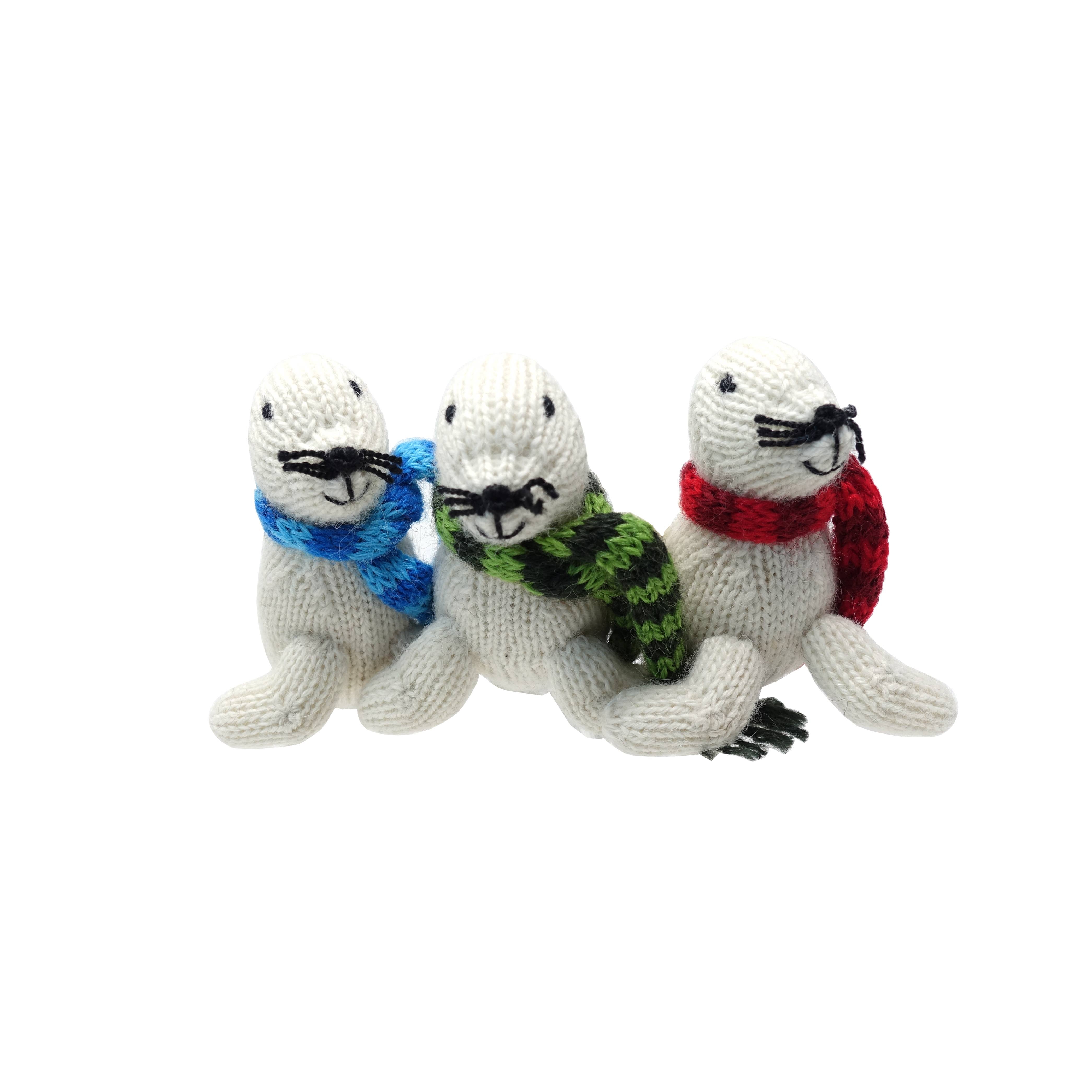 White Seal Knit Ornament- Sold Individually