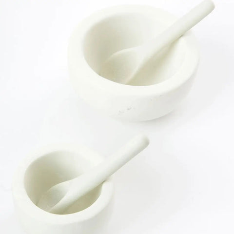 White Soapstone Salt Cups and Spoons
