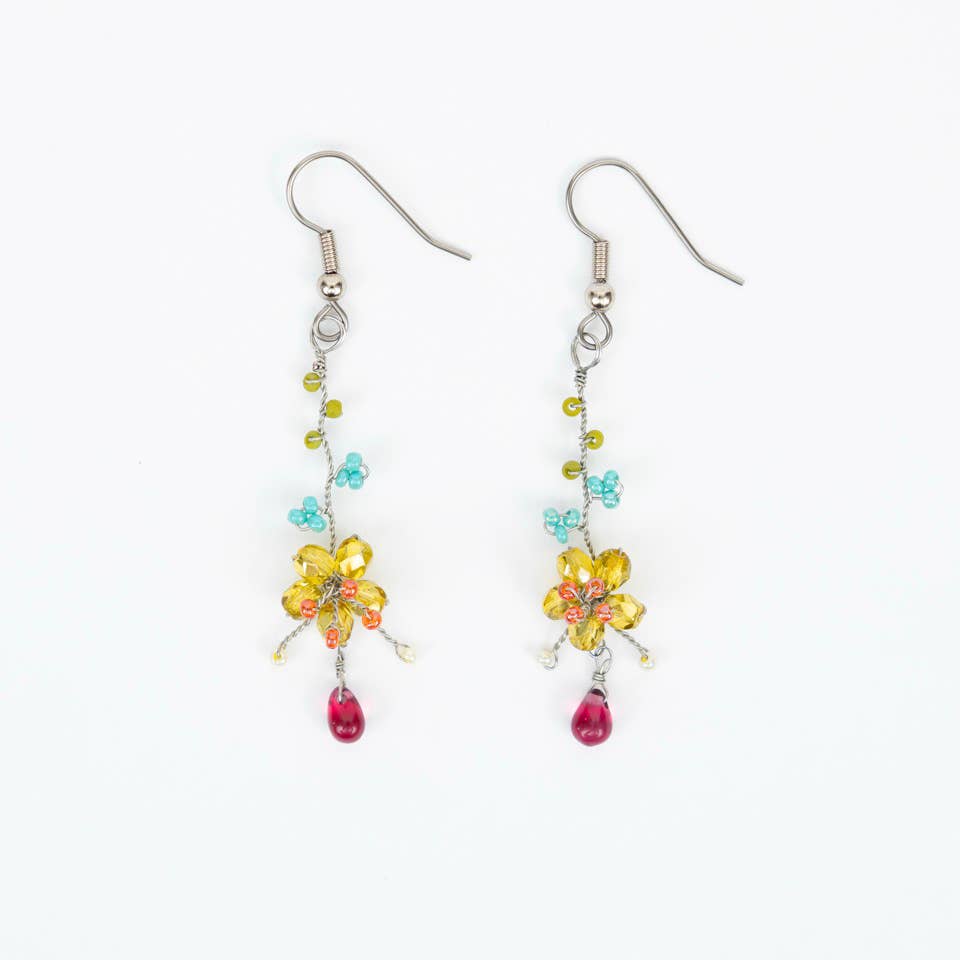Wire Flower Earrings