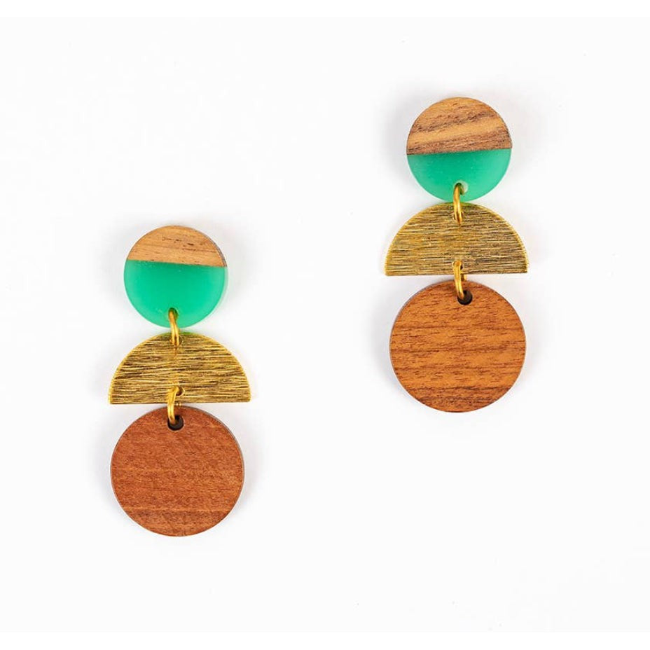 Wood Disc Stack Earrings- Assorted