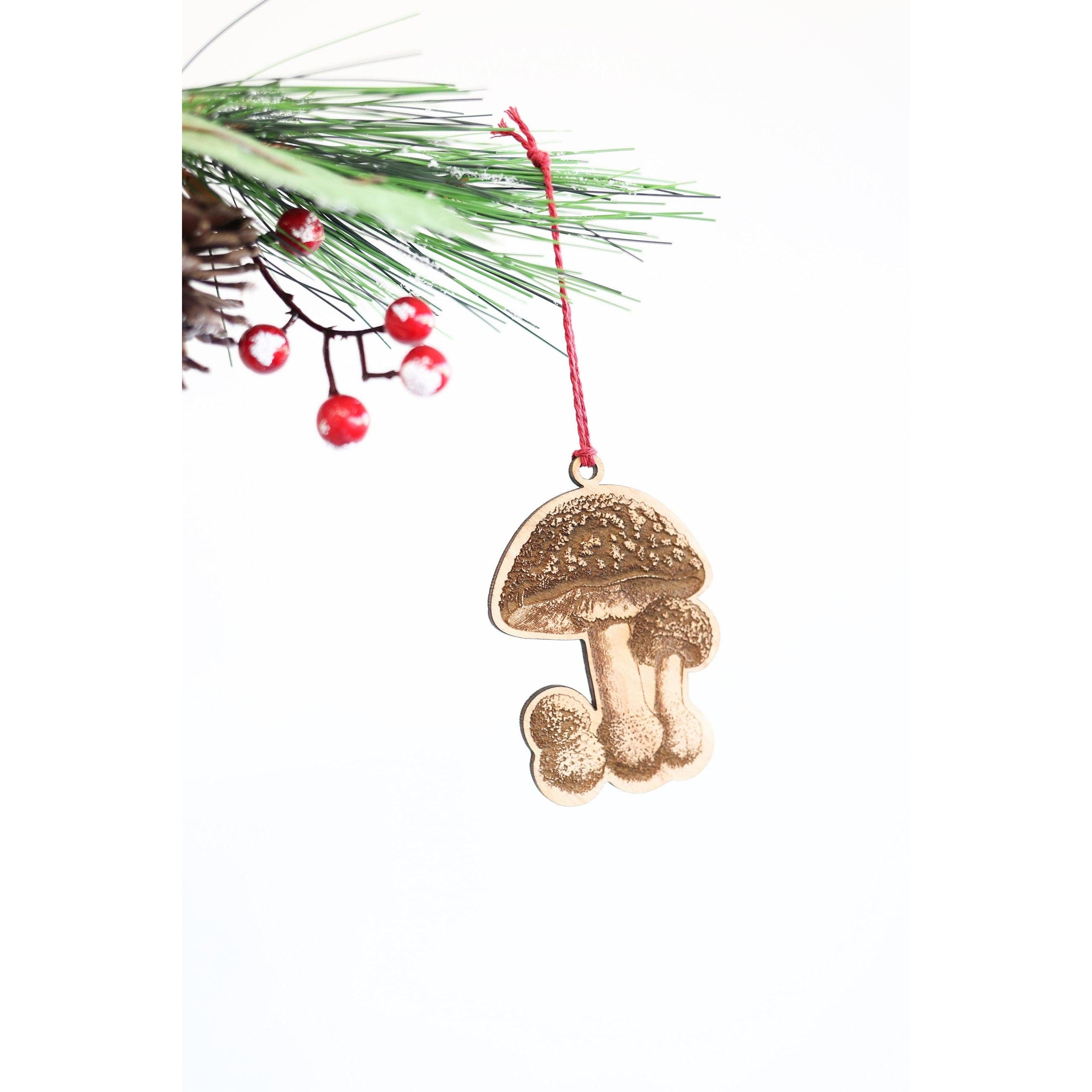 Wooden Mushroom Ornament