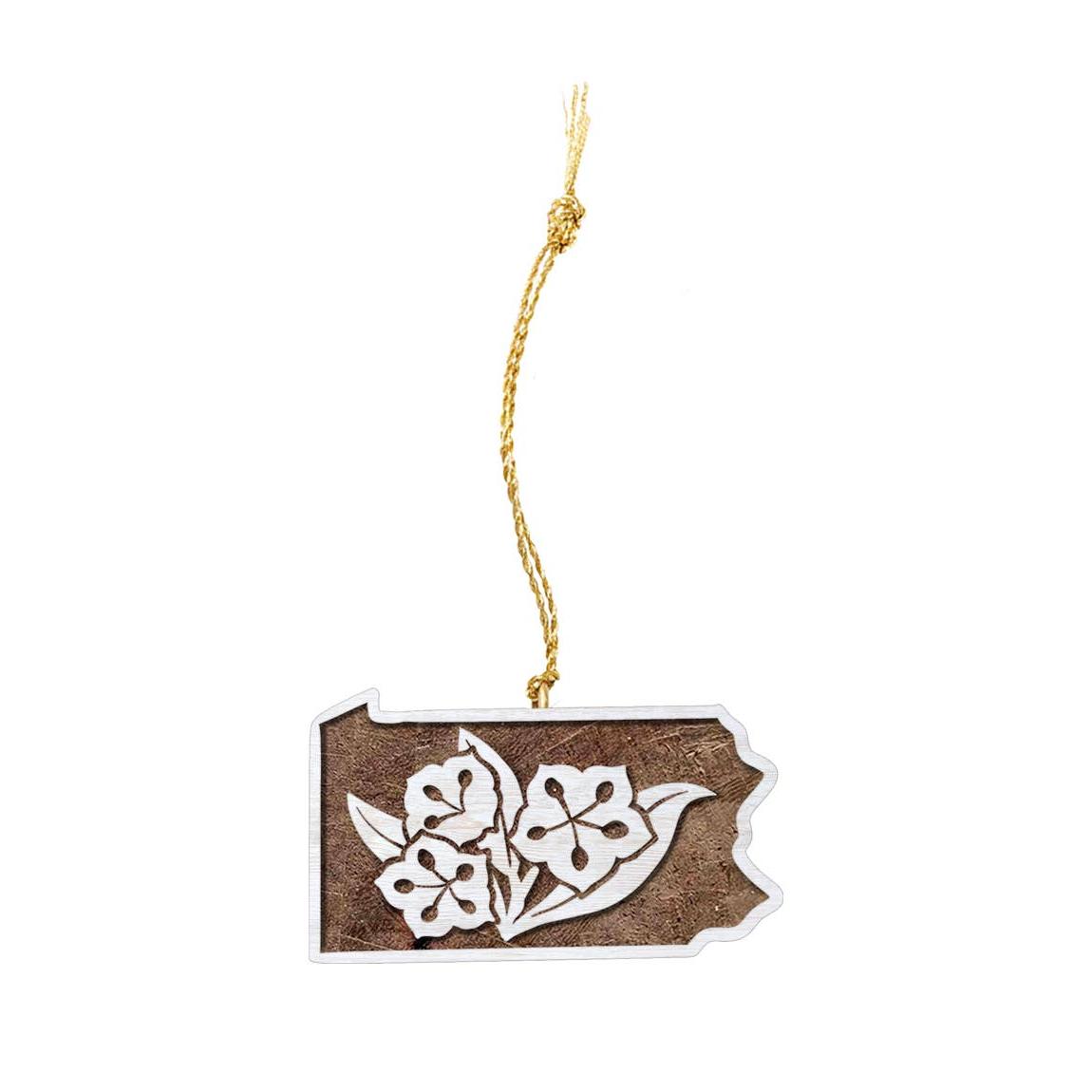 Wooden Pennsylvania State Mountain Laurel Ornament State Flower