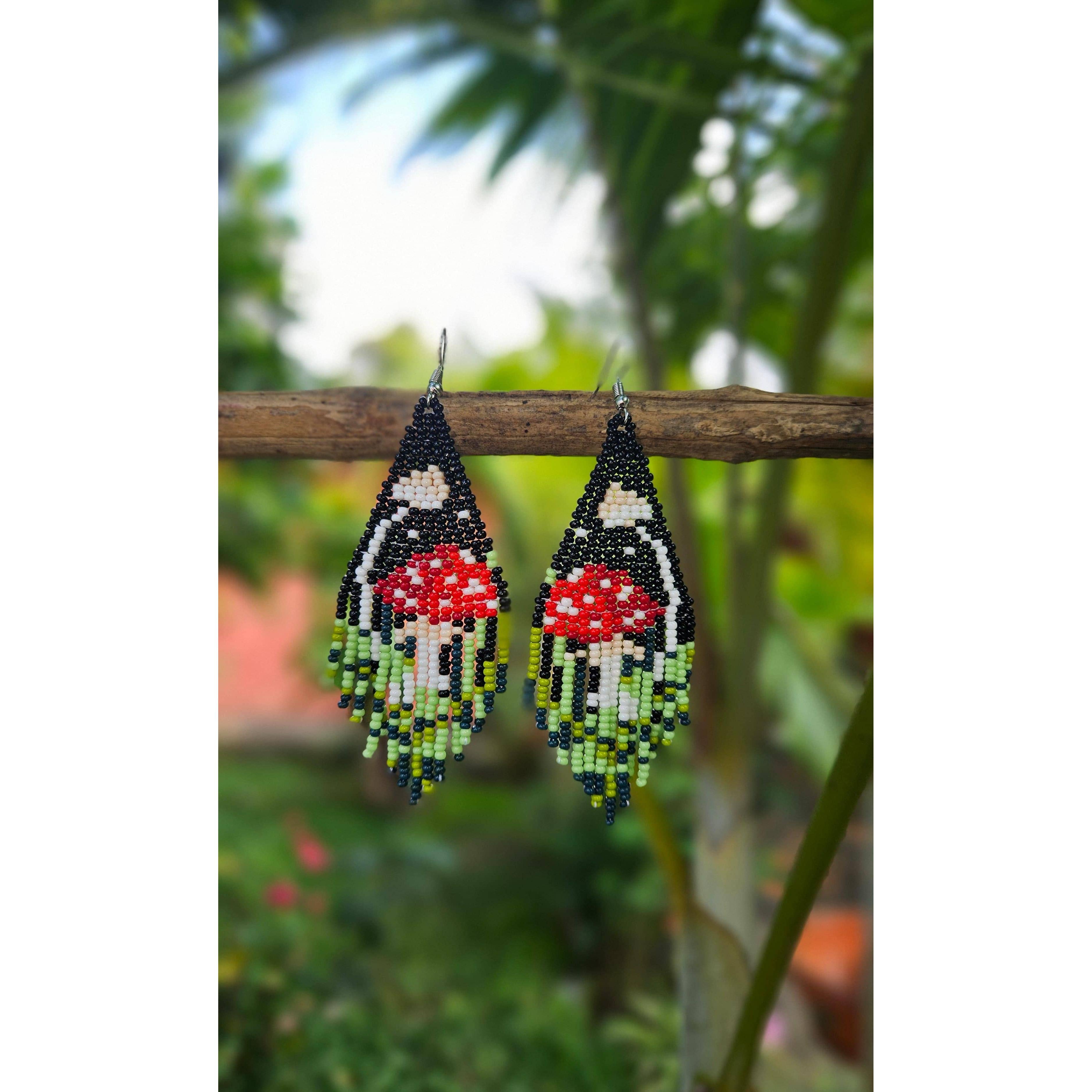 Woodland Mushroom Fringe Earrings