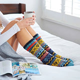 Woollen Fairisle Socks - Blue, Yellow and Orange