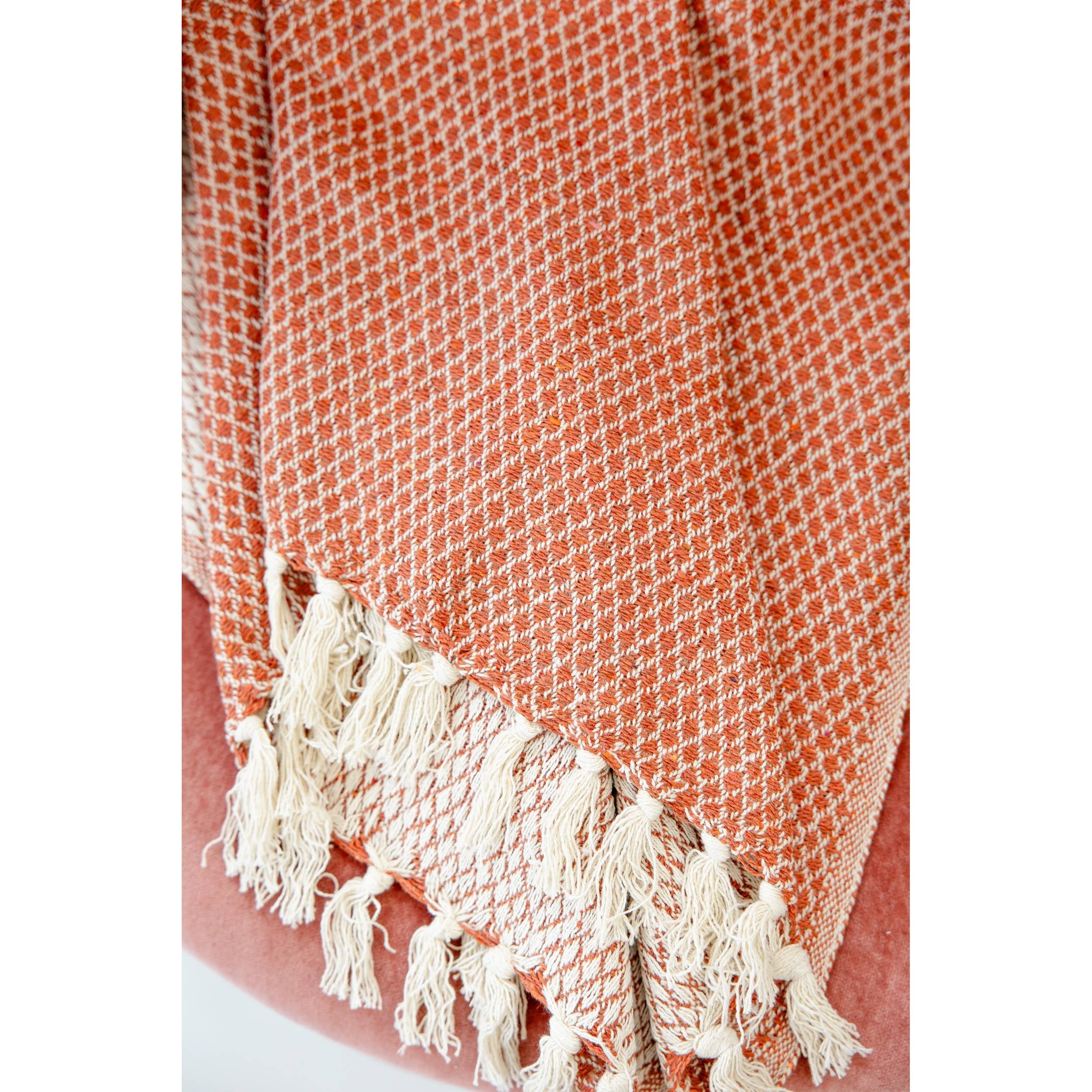 Woven Coral Throw Blanket