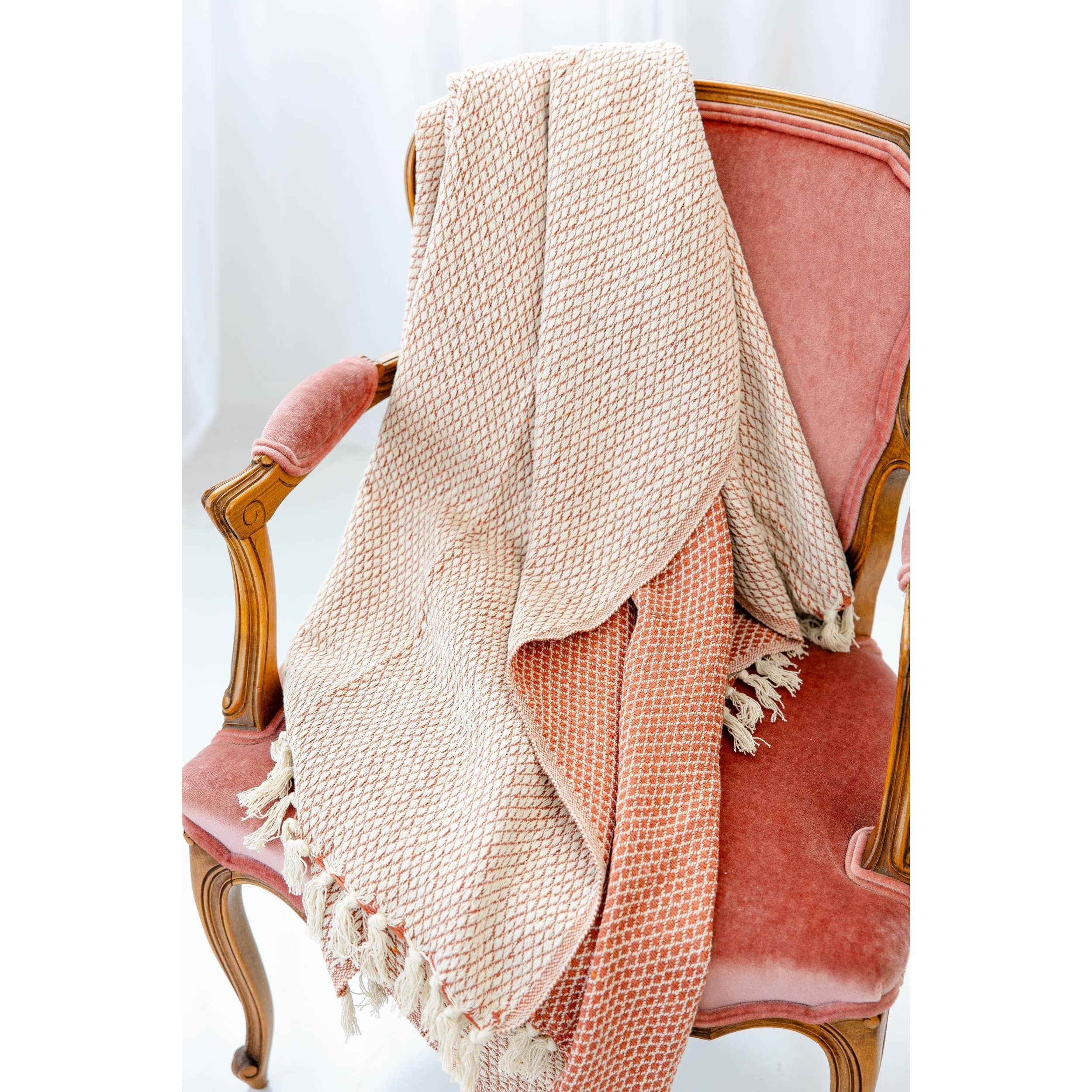 Woven Coral Throw Blanket