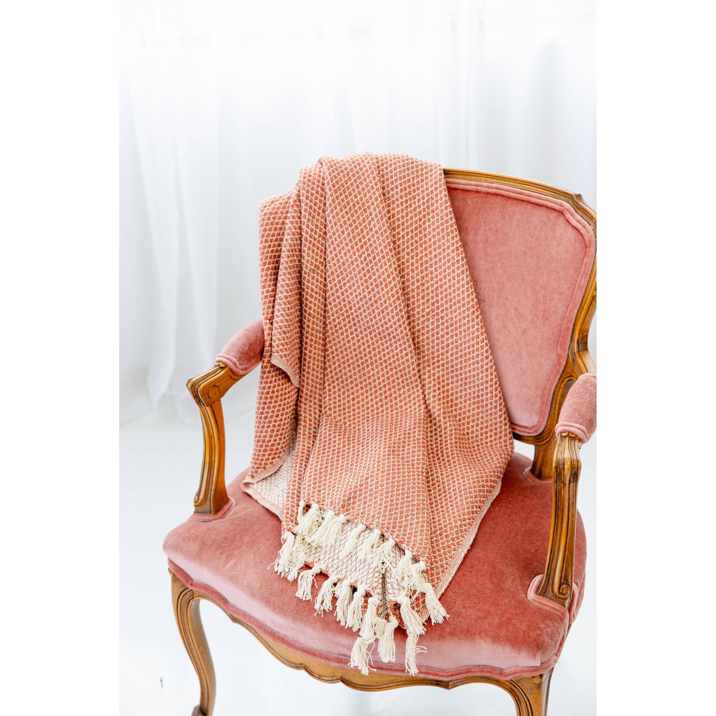 Woven Coral Throw Blanket