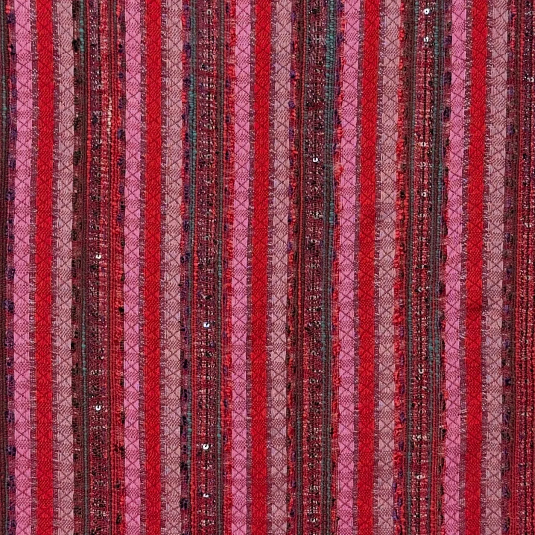 Zari Weave Scarf- Red and Pink