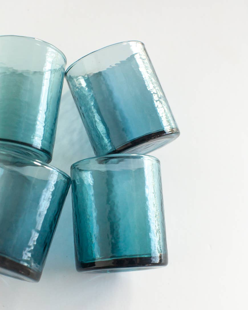Handblown Hammered Drinking Glass- Assorted Colors-Sold Individually