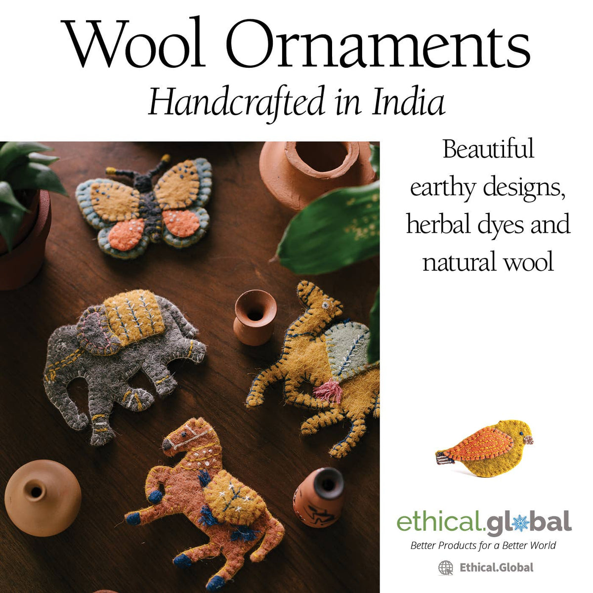 Dog with Antlers  Wool Ornament