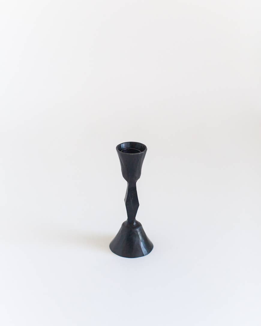 Low Diamond Hand-Forged Iron Candle Stand- Assorted Colors
