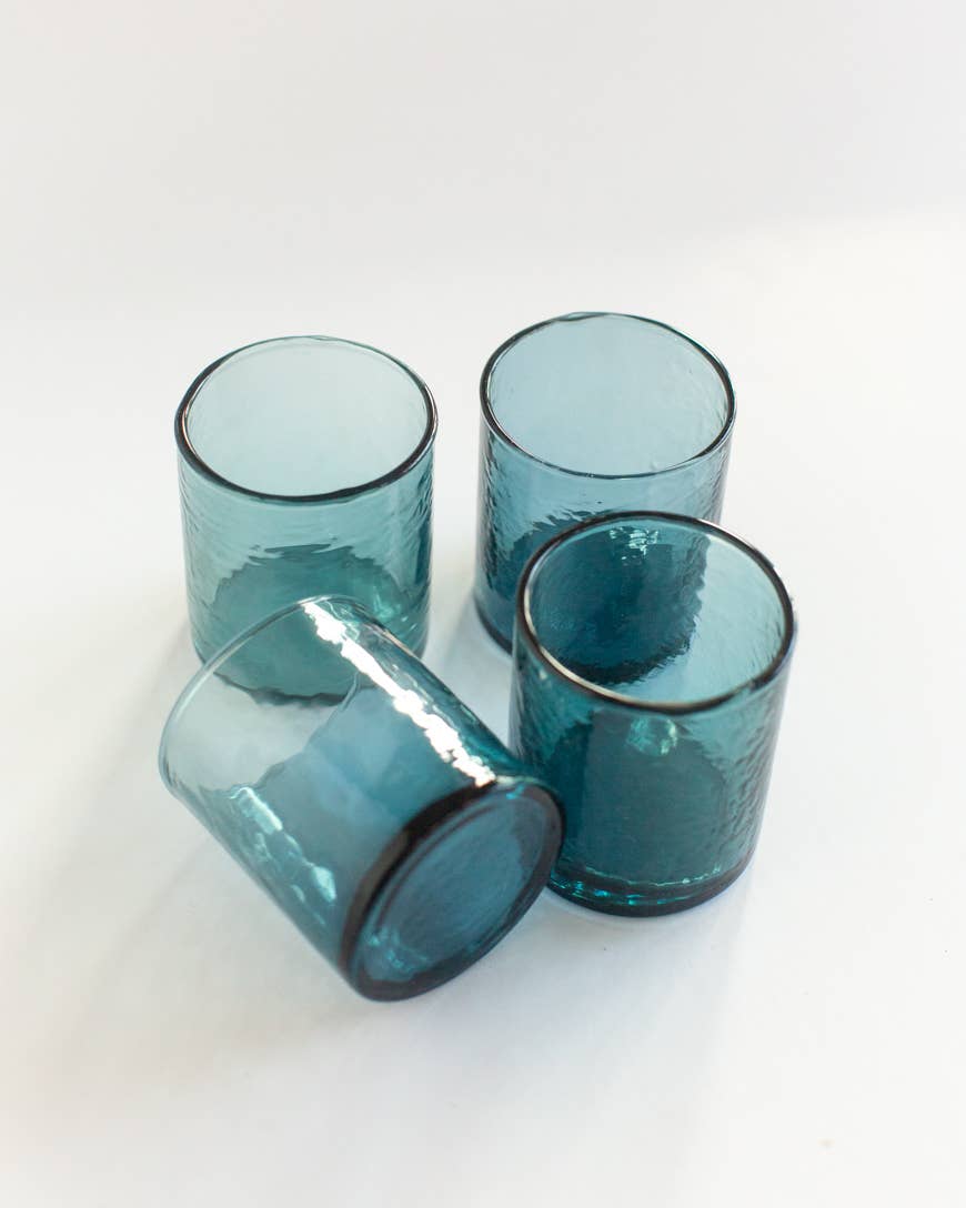 Handblown Hammered Drinking Glass- Assorted Colors-Sold Individually