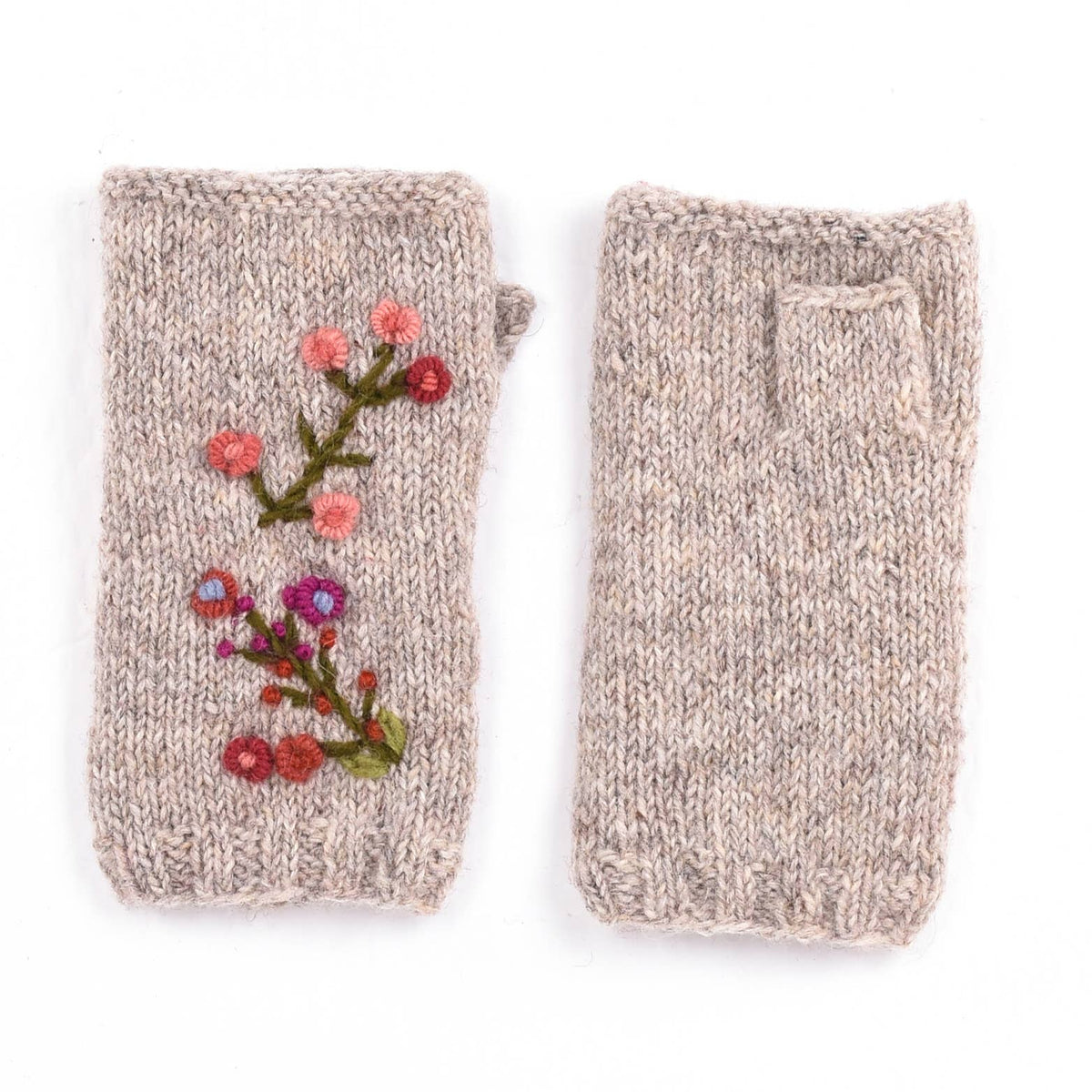 Mathilde Embroidered Wool Handwarmers- Assorted Colors
