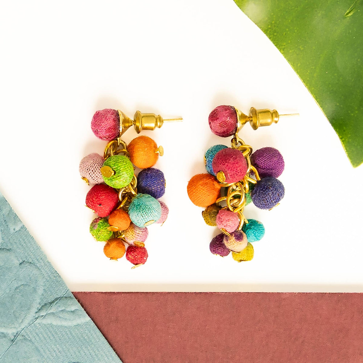 Clustered Kantha Post Earrings