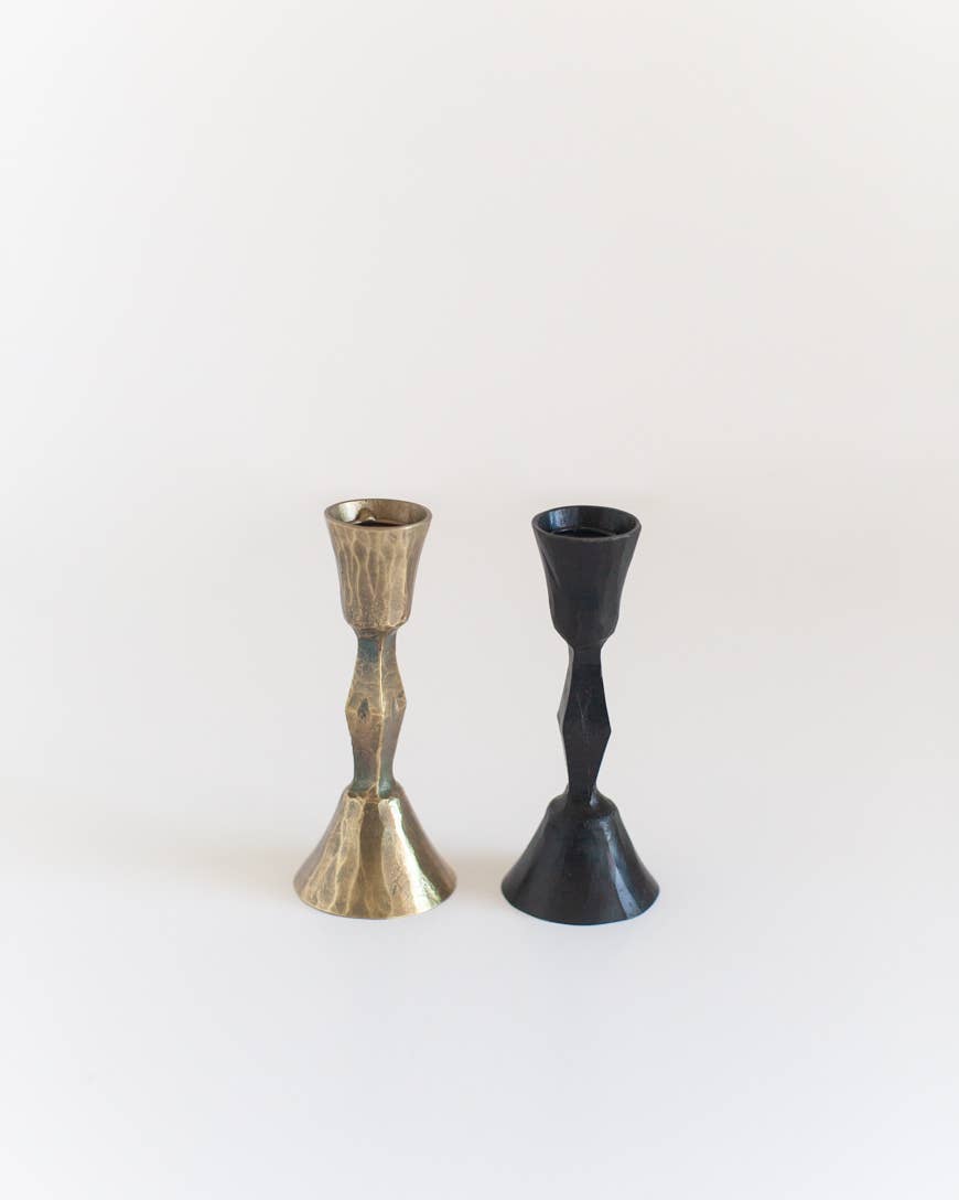 Low Diamond Hand-Forged Iron Candle Stand- Assorted Colors