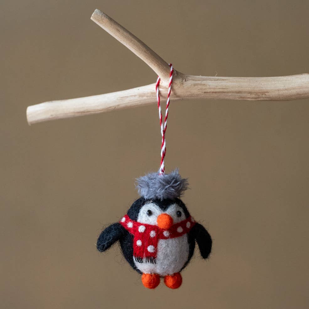 Felt Penguin Red Scarf Ornament