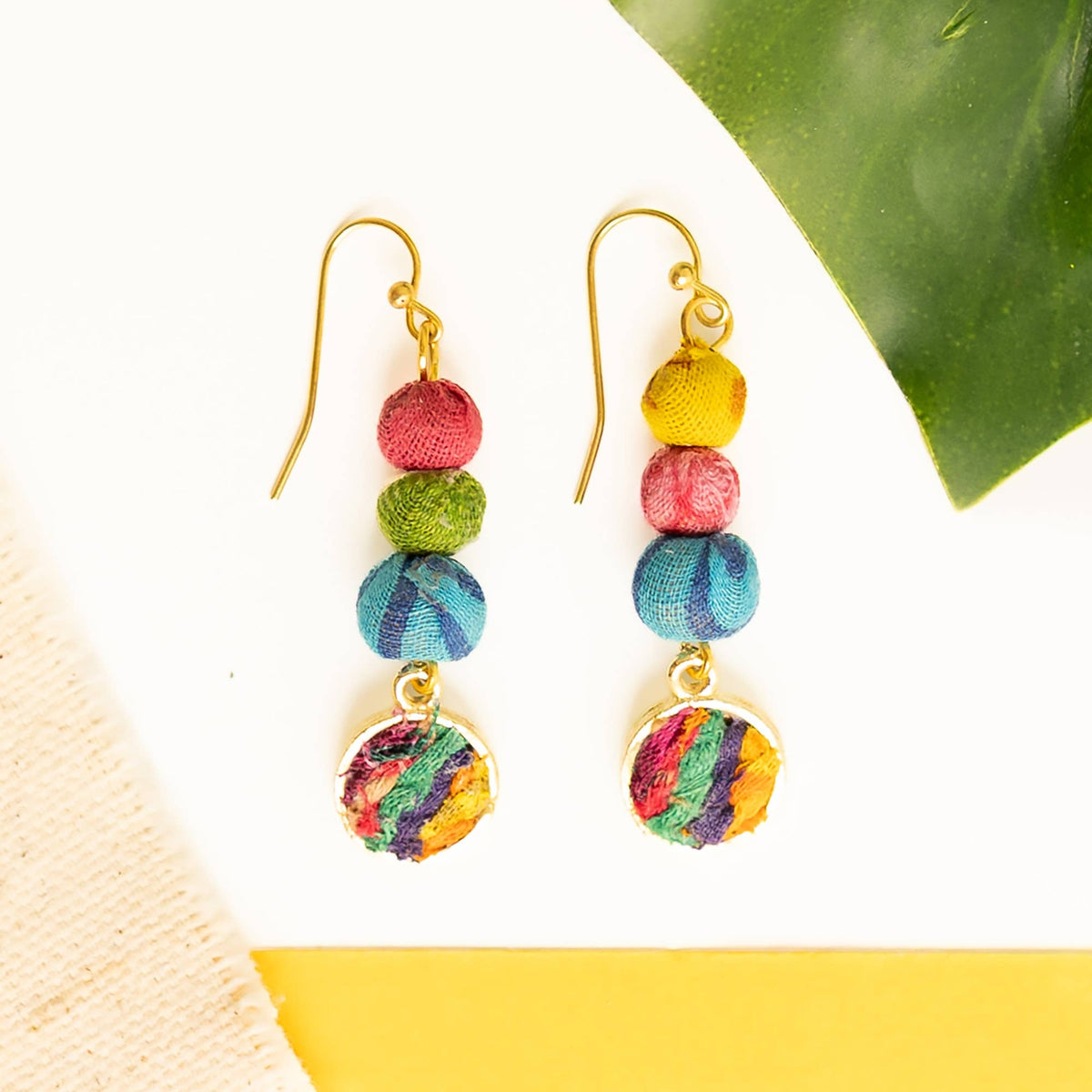 Kantha Prismatic Charm Earrings
