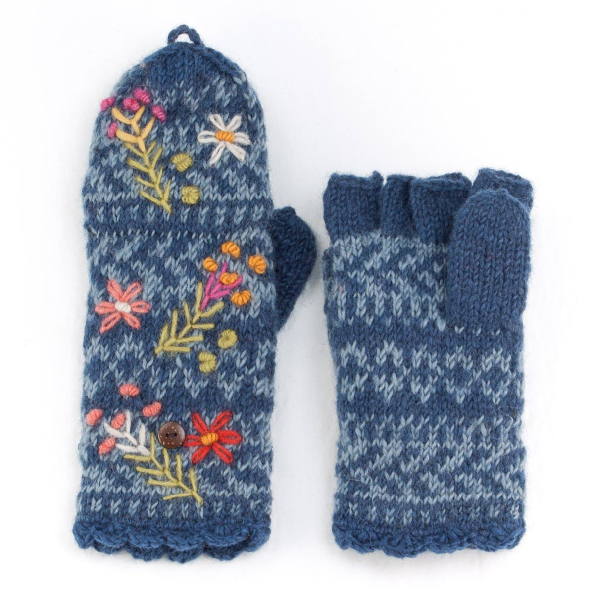 Sadie Embroidered Wool Convertible Mittens