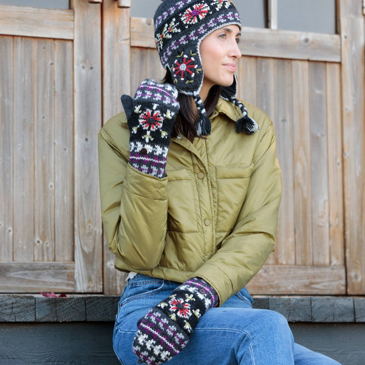 Fussen Knit Wool Convertible Mittens