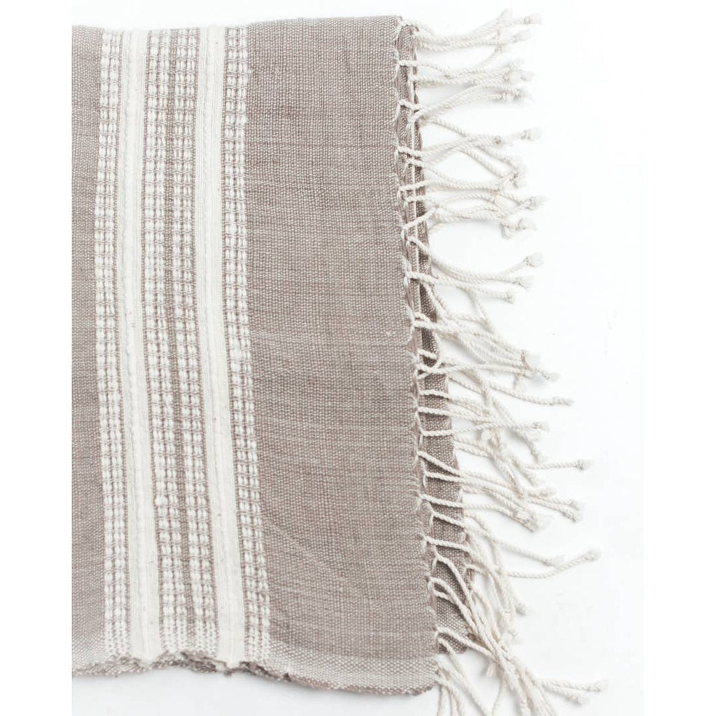Aden Cotton Throw Blanket | Handwoven in Ethiopia- Stone/Natural