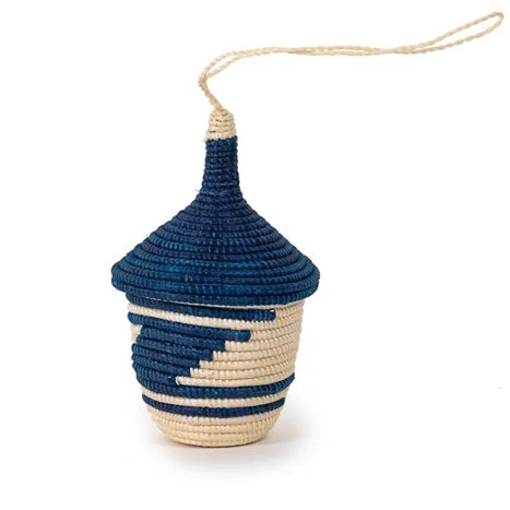 Basket Ornament - Blue- Tall