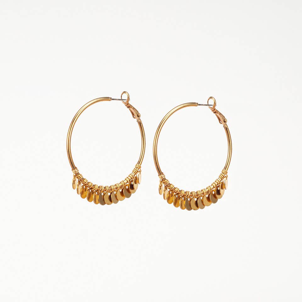 Disc Dangle Hoop Earrings